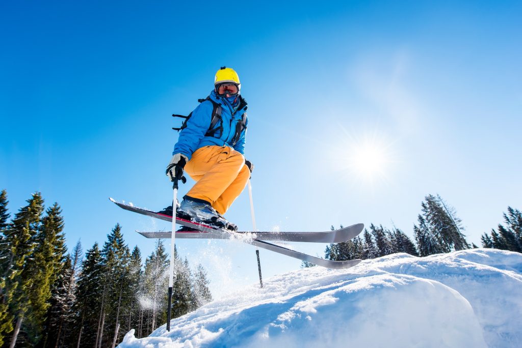 Skier skiing in the mountains