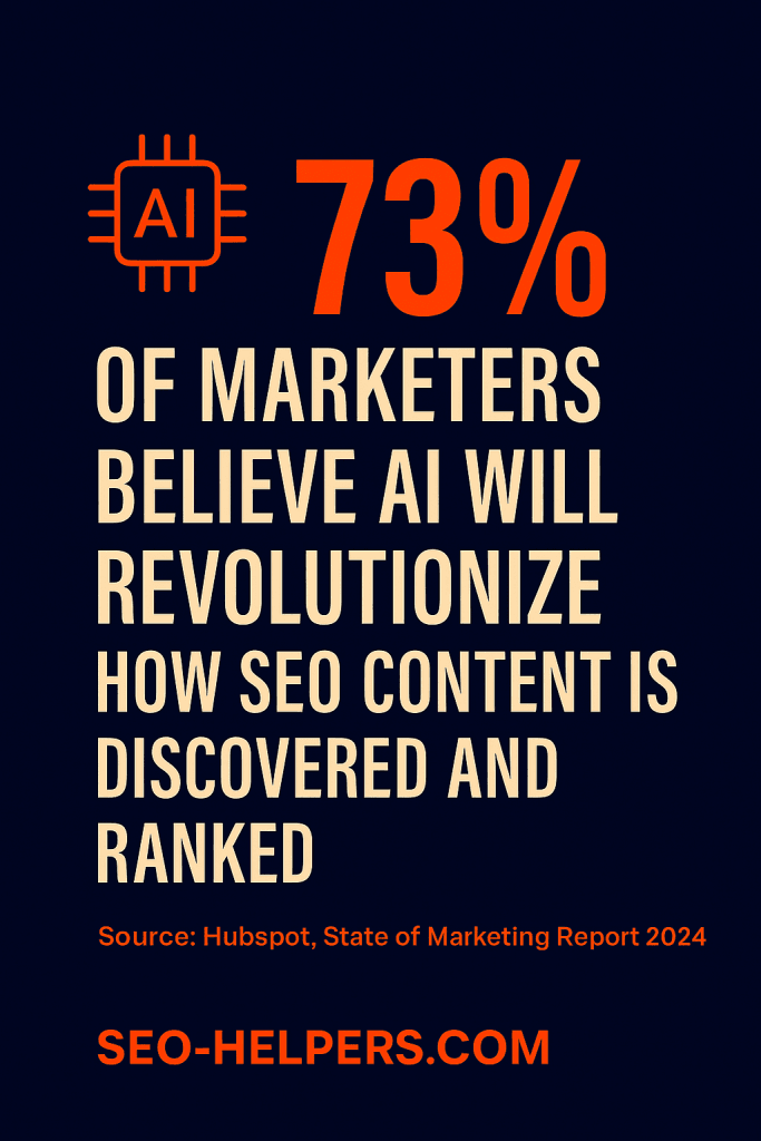 stadistic image where is said that marketers belive AI will revolutionize how seo content is ranked