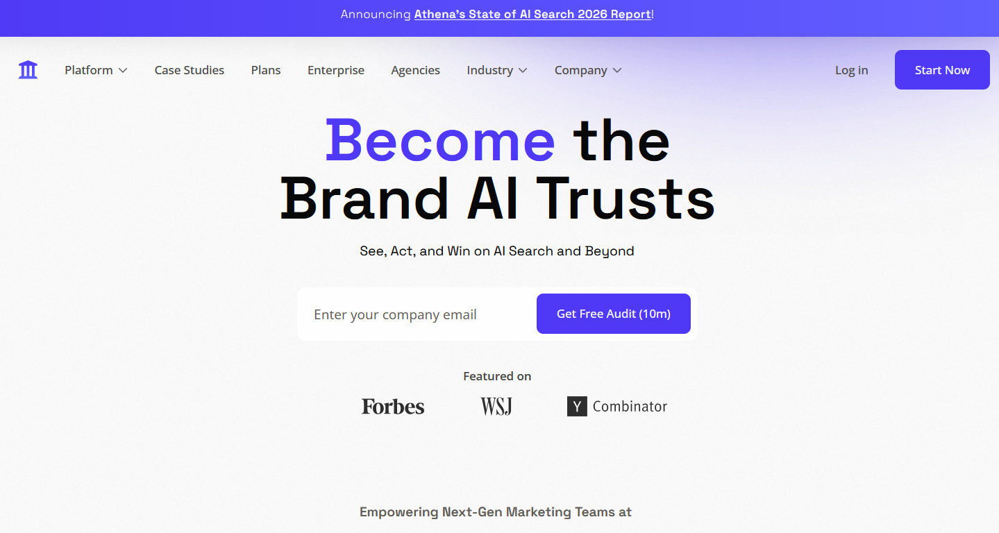 AthenaHQ Homepage – Become the Brand AI Trusts